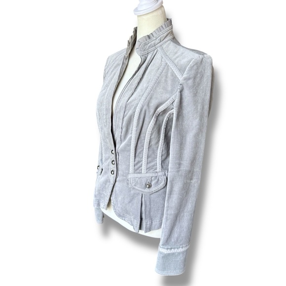White House Black Market Grey Velvet Ribbon Trim Blazer, Jacket, Women’s 4 - Picture 4 of 13